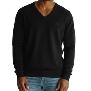 Vintage Christian Dior Black V-Neck Sweater Made in USA Retro Logo Knit SZ M